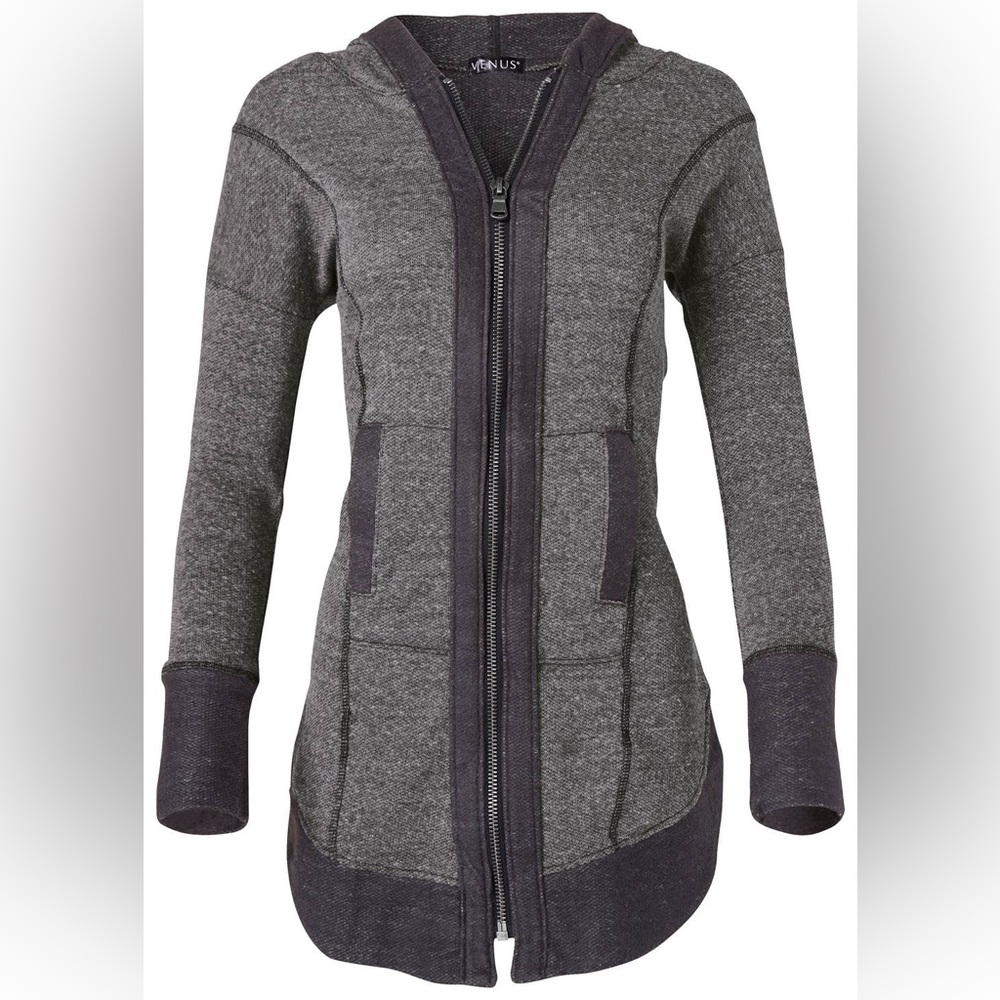 Venus Tunic Length Zip Up Hoodie Jacket